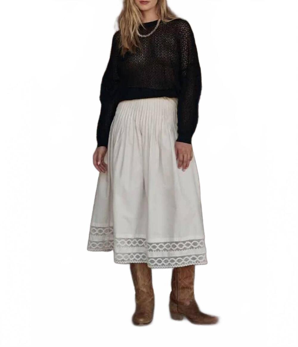 NEW THE GREAT. structured victorian midi skirt in white
